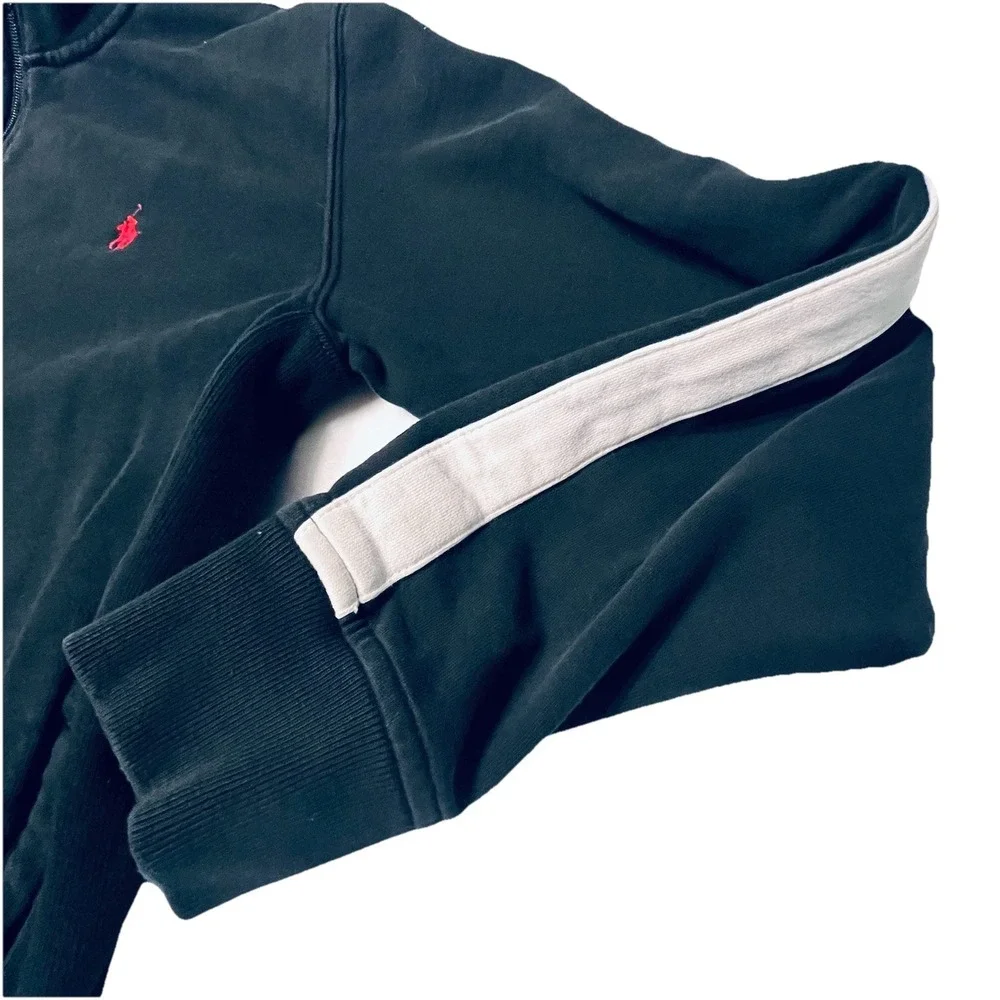 Polo Ralph Lauren Track Jacket‎ Mens Small Black Full Zip Red Pony Logo Cotton